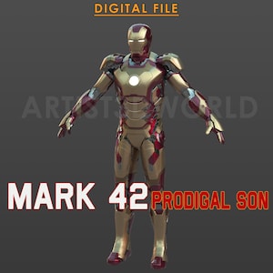 Iron Man Mark 42 &quot;PRODIGAL SON&quot; Full Wearable Cosplay Armor – 3D Printable STL Costume Files