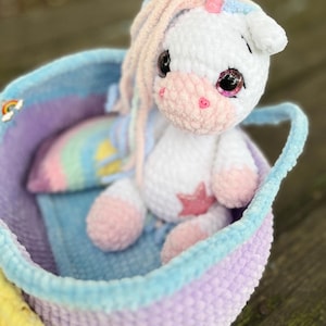 Gift for a girl. little Pony. Unicorn toy. Crochet pony. play set handmade. Handmade dog. Crochet cat