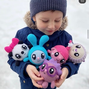 Babyriki handmade. Crochet little panda. Amigurumi hedgehog. Crochet cartoon characters. Pink pig. Crochet lamb. Bunny Krosh
