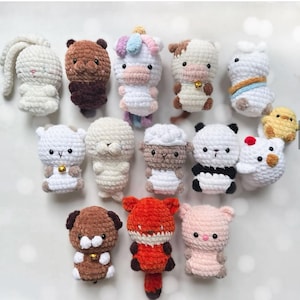Little plush bunny. Fox for a boy and a girl. Toy mini cow. unocorn crochet. Panda toy. Mini fur seal. little animals