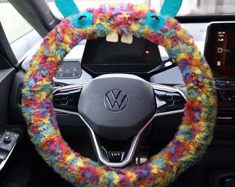 Flauschige Kaninchen Lenkrad Abdeckung, Gehäkelte Autozubehör, Halloween Dekor
