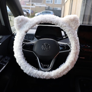 Crochet Cat Ears Steering Wheel Cover, Fluffy Car Accessories