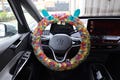Fluffy Rabbit Steering Wheel Cover,  Crochet Car Accessory, Halloween Decor product logo