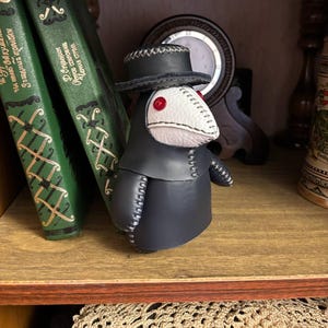 Whimsigoth desk decor Plague Doctor| Steampunk Shelf Decor | Handmade Gothic Fantasy Figure – Book Nook Companion Quirky bookshelf accessory