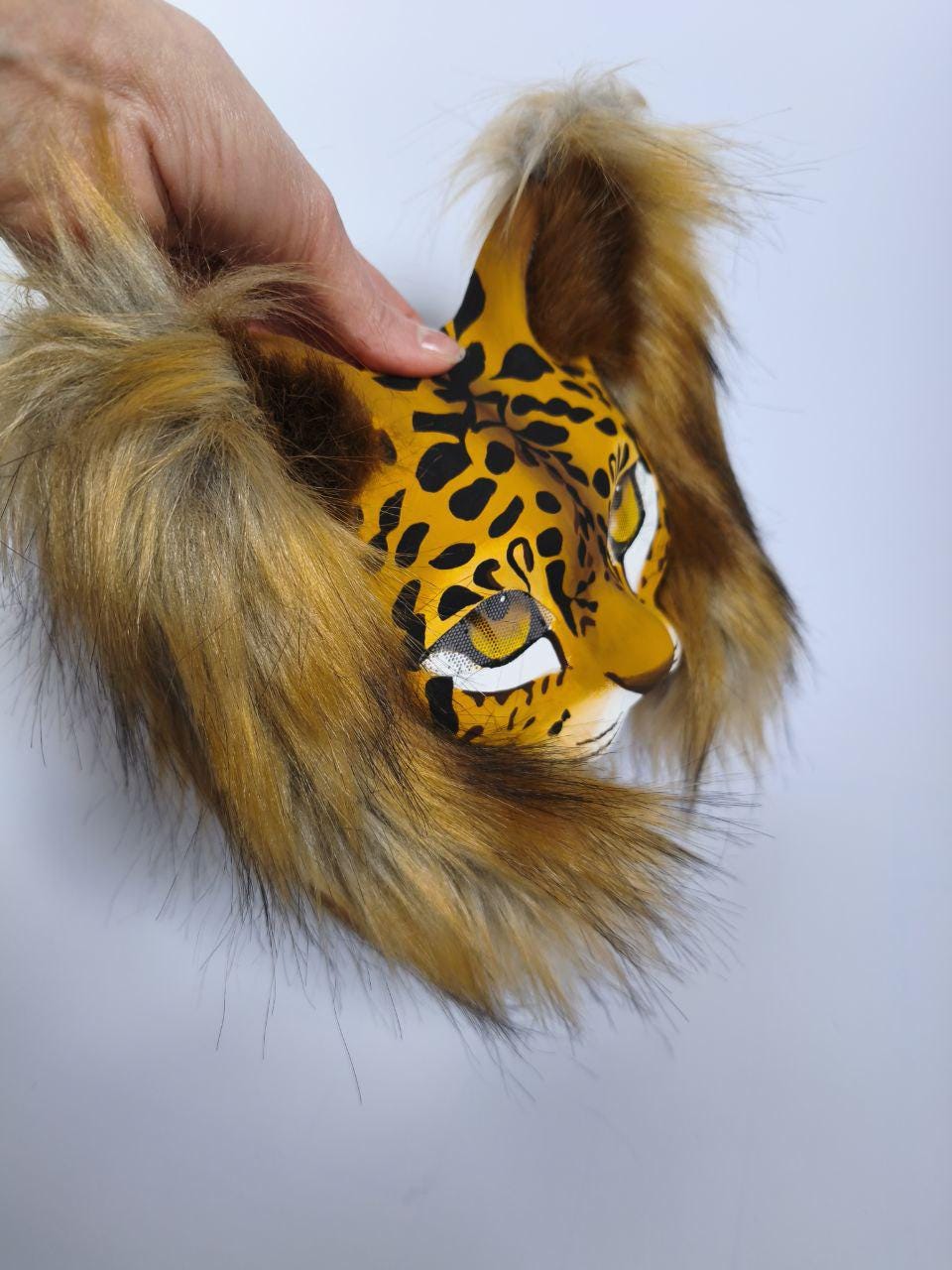 ふわふわのクアドロビクス動物マスク。Therianギフトに最適。Therian猫