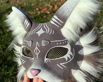 Therian Cat Mask – Animal Fantasy Mask for Cosplay, Furry Gear, Quadrobics Outfit, Costume Accessories