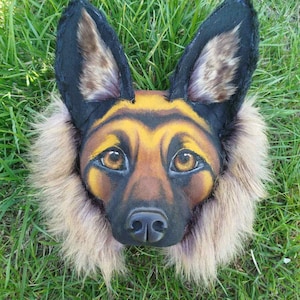 German Shepherd Mask Collie Border Collie Dog Mask Realistic Handmade Canine Spirit Animal Mask Cosplay Therian Costume Therianthropy Lovers