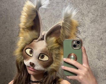 Therian Cat Mask Long Fluffy Ears – Realistic Animal Face Mask for Therianthropy, Costume Events Gift for therian daughter