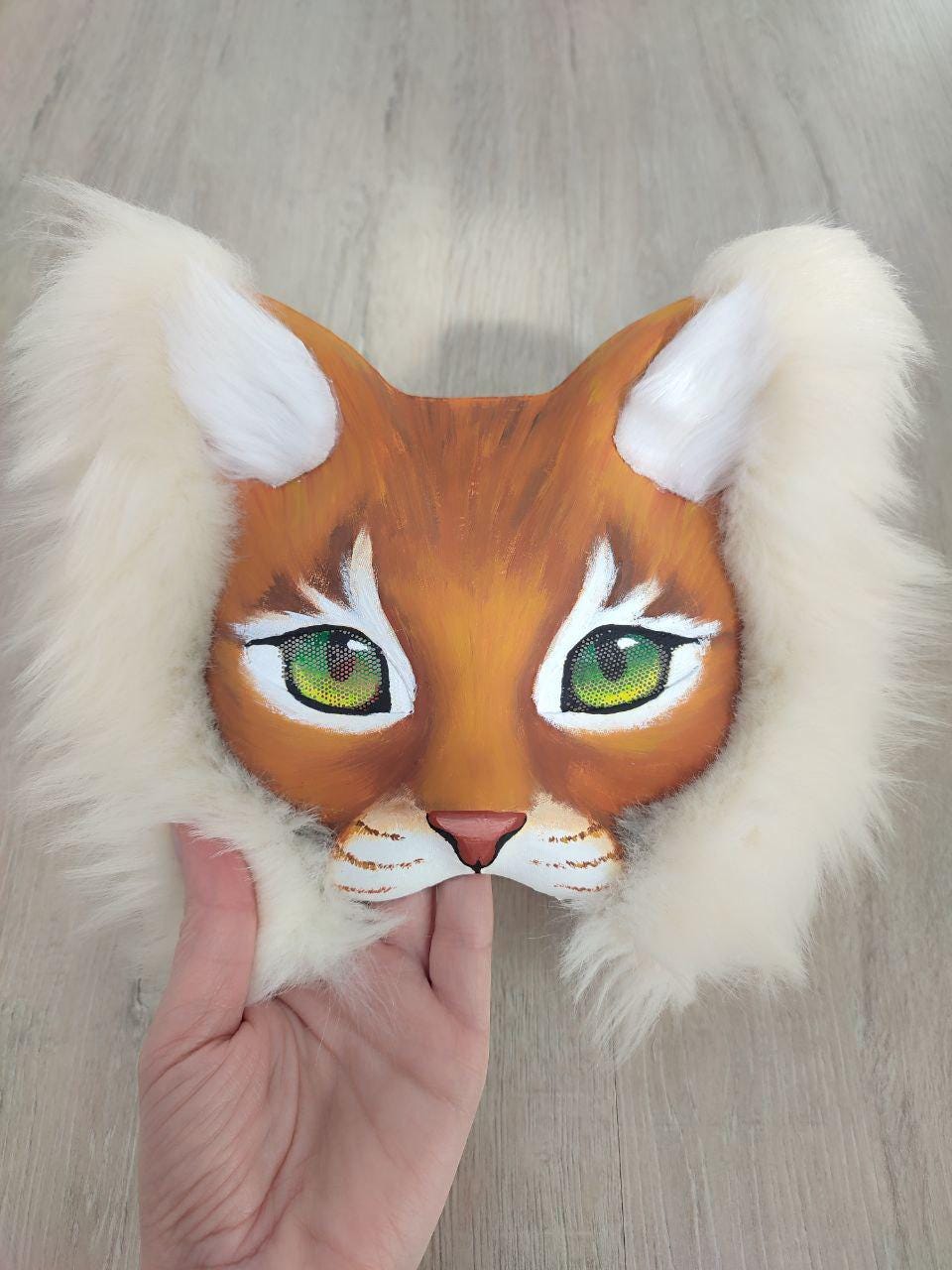 オレンジ色の猫マスク - 手作りのジンジャー猫コスプレマスク - リアル