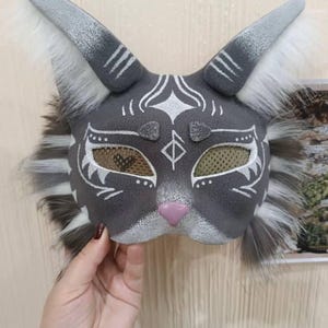 Tabby cat Therian Mask Handmade Feline Cosplay Accessory Therian Gift Cat-Shaped Mask Premade therian mask