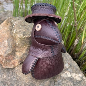 Plague Doctor Doll – Handmade Leather Toy, Gothic Dark Decor alternative fashion toy  Freaky goth kid gift