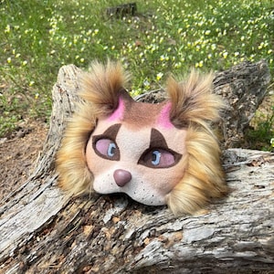 Beige cat therian mask Therian CAT Mask – Handcrafted Feline Costume Quadrobics gear Performer cat mask