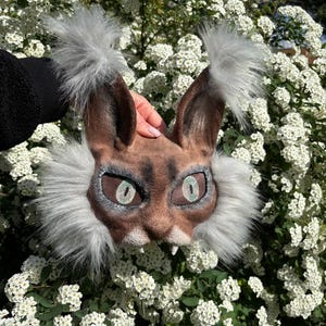 Scene Therian Cat Mask with Fangs – Handmade Feline Lynx Mask for Cosplay and Roleplay Cheap therian mask Therian mask fur
