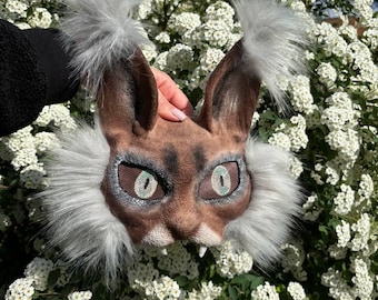 Scene Therian Cat Mask with Fangs – Handmade Feline Lynx Mask for Cosplay and Roleplay Cheap therian mask Therian mask fur