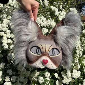 Grijs harig masker – Handgemaakt cosplay Therian Cat-masker voor quadrobics, fursuit en kostuum Perfect voor Therianthropy Cadeaus Therian Daughter