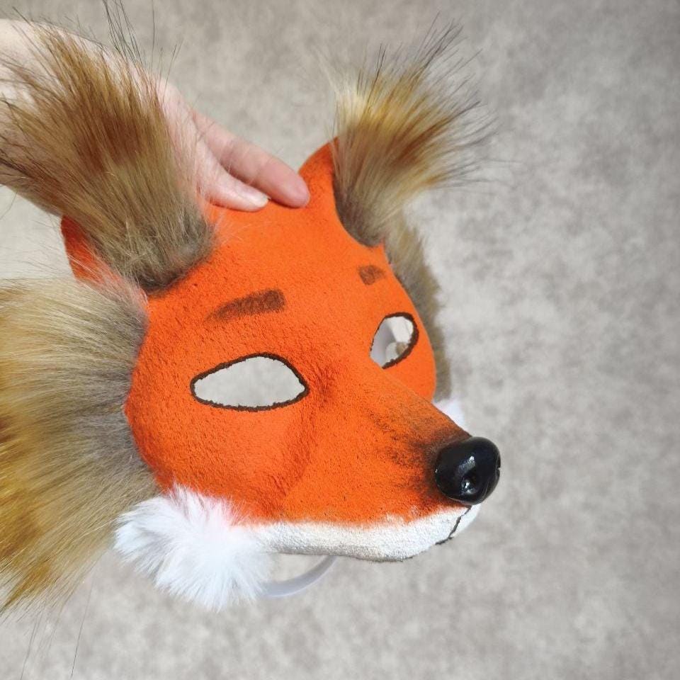 Fox Mask, Orange Therian Fox, Handmade Fox Cosplay Quadrobics Mask
