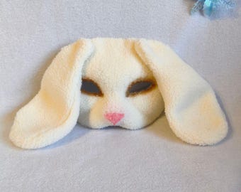 Maschera da coniglio alato • Maschera da coniglio con orecchie flosce • Maschera da coniglio fatta a mano • Maschera da coniglio carino per cosplay • Maschera da animale per costumi e foto
