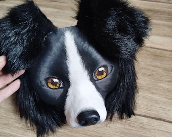 Máscara de Border Collie - Máscara de perro Therian para Cosplay, Quadrobics Furry Events Therianthropy Regalo para hija adolescente Therian quadrobics