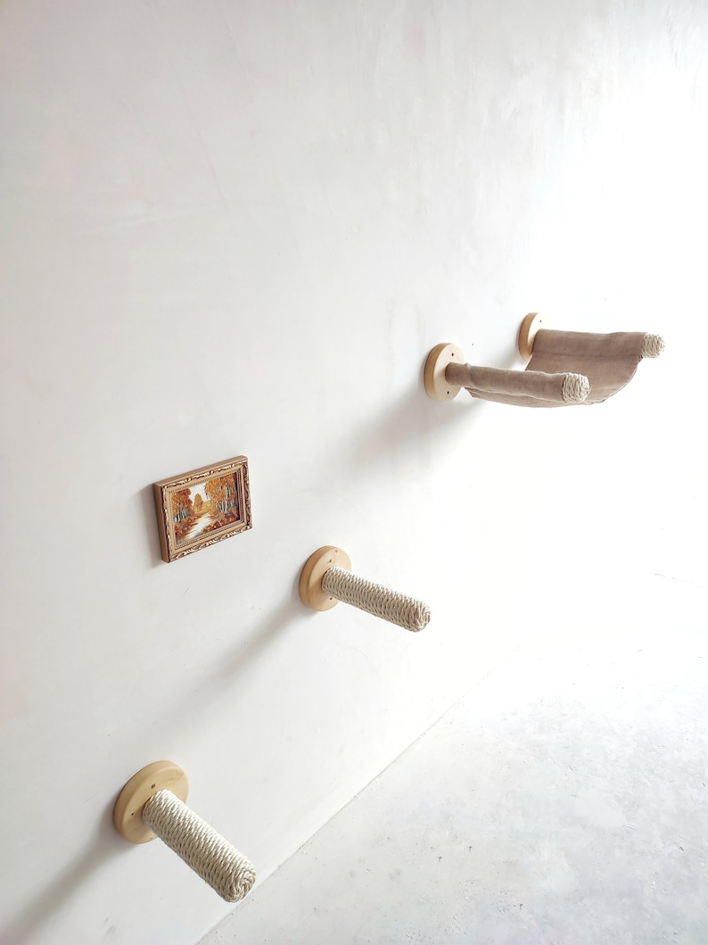 5 or 3 PC Cat Step Furniture , Wooden Kitten Steps, Sisal Wall Hangings