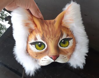 オレンジ色の猫マスク - 手作りのジンジャー猫コスプレマスク - リアル
