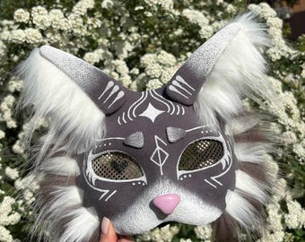 かわいいふわふわ動物猫マスク - ハンドメイドのクアドロビクス
