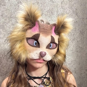Cute Beige cat therian mask Therian CAT Mask – Handcrafted Feline Costume Quadrobics gear Performer cat mask Good quality Quadrobist
