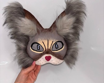 Furry Mask – Handmade Cosplay Therian cat Mask for Quadrobics, Fursuit & Costume Perfect for Therianthropy Therian Daughter gifts