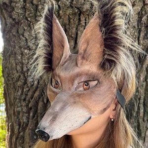 Coyote Therian Mask, Gift for Therian Teen Girl, Handmade Animal Identity Gear for Quadrobics & Alterhuman