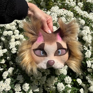 Beige Therian Mask Cosplay Art Realistic Therian Cat Mask Handcrafted Feline Costume Handmade cosplay props Fluffy Mask Theriotype Cat
