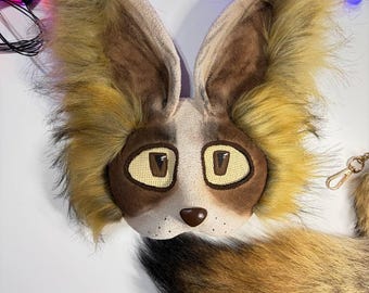Cat Mask and Tail Set – Therian Cat Handmade, Faux Fur Tail, Fursuit Tail, Quad Runner Mask, Cat Therian Mask, Cosplay Tail, Therian Gift