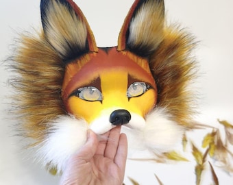 Máscara de zorro Therian, hecha a mano para cosplay, accesorio de disfraz de animal peludo único Quadrobics, material Therian, accesorios de traje de piel antropomórfico