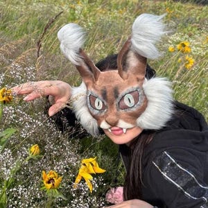Lynx Mask! Handmade Scene Therian Cat Mask with Fangs – Feline Lynx Fur Mask for Cosplay & Roleplay – Affordable Therian Mask