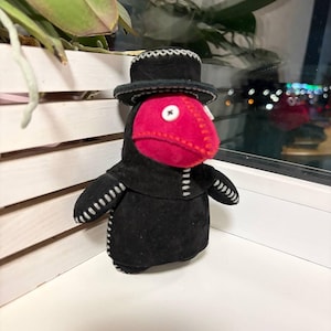 Plague doctor decor, Handmade Leather Plague Doctor toy, Gothic Doll, Black Death Figure, Dark Aesthetic Shelf decor objects, Unique Gift