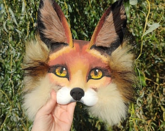 Therian Fox masker Handgemaakte Cosplay Quadrobics Harige Uniek Dierenkostuum Accessoire Therian Stuff Antropomorfe Fursuit Accessoires
