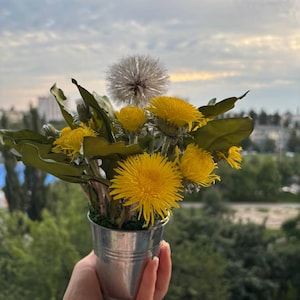 Handcrafted Clay Yellow Dandelion Bouquet Artificial Dandelion Flowers  Cold Porcelain Floral Decor Gift for flower lover  Windowsill Decor