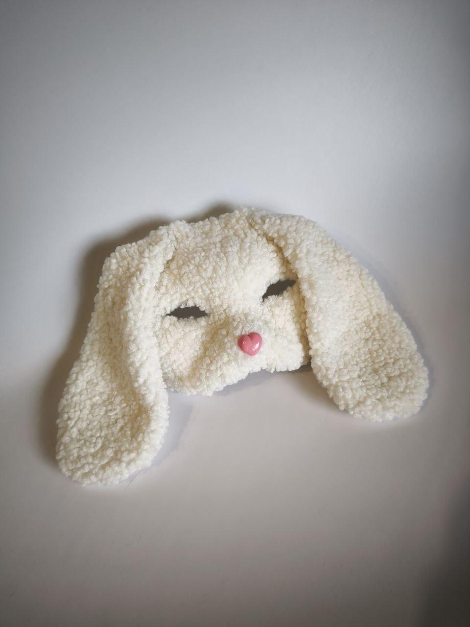 White Lop Bunny Mask With Floppy Ears | Soft Furry Rabbit