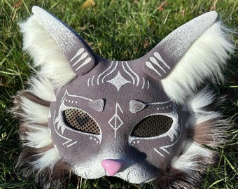 ファンタジーマスク 神秘的な獣人猫マスク 手作り 猫のコスプレ