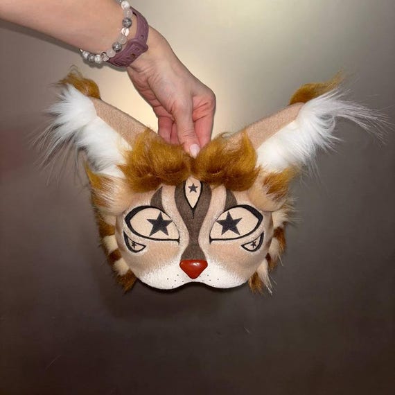 Japans Fursuit Dierenmasker, Harige Dieren Stijl Kap Handschoenen, Draagbare Comic Show Kostuum Accessoires Hoofdband(C