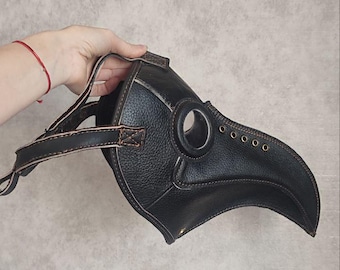 革製ペスト医師マスク：スチームパンクバードマスク、ブラウンまたは