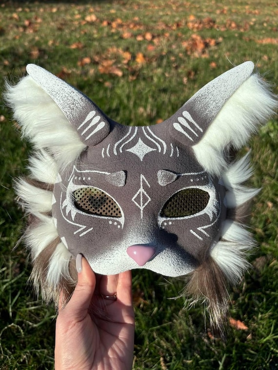 神秘的な獣人猫マスク 手作りの猫コスプレアクセサリー 獣人ギフト