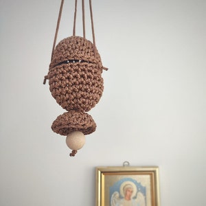 Hanging censer, Orthodox censer kid, Crochet toy thurible orthodox censer, Religious crochet decor, Church incense holder