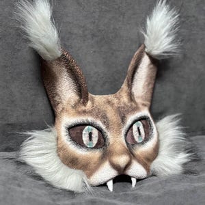 Angry Lynx Mask Caracal Therian Mask Mask Handmade Feline Mask Therians Furries Cosplay LARP Wild Cat Spirit Animal Mask Festivals Roleplay