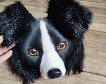 Máscara de Border Collie Therian: máscara de perro hecha a mano para furries, cosplay QuadrobicsTherianthropy, regalo para hija adolescente Otherkin