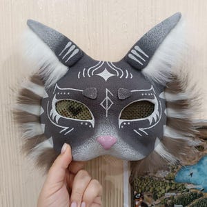 Striped Feline Therian Mask Unique Quadrobics Cat Mask for Furries Cosplay Roleplay Fantasy creature Mask tabby cat mask Fursuit accessories