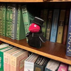 Historical character doll plague doctor art, Cottagecore doll, During the plague, leather plague dr, Steampunk doctor,Scary renaissance doll Black with red beak