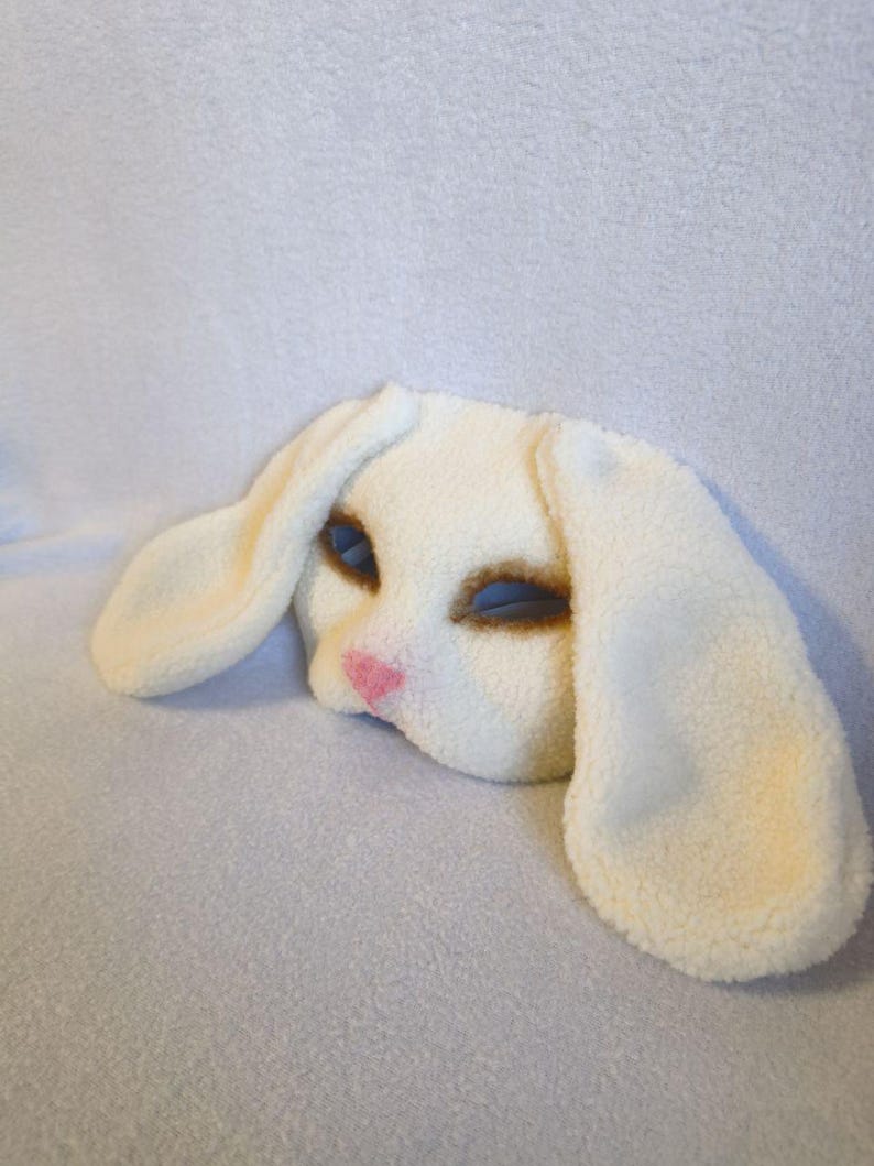 Zzz Rabbit Thirin White Bunny Therian Mask – Soft Rabbit Therian Gear, Lop Ear Therian ...