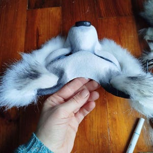 Maschera da lupo bianca, maschera da cosplay di animali fatta a mano, costume peloso, maschera da spirito di lupo, maschera da lupo maestoso per feste in maschera immagine 7