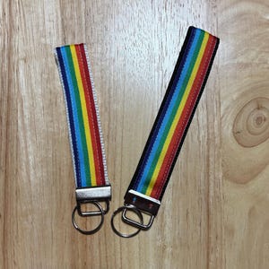 LGBTQ+ Pride Rainbow Keychain Wristlet Key Fob White and Black