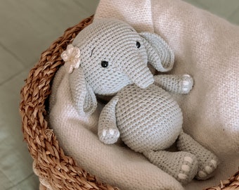 Personalized stuffed elephant for baby, toddler christmas toys gifts, plush pink elephant baby shower, stuffed crochet animals baby name