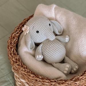 Personalized stuffed elephant for baby, toddler christmas toys gifts, plush pink elephant baby shower, stuffed crochet animals baby name